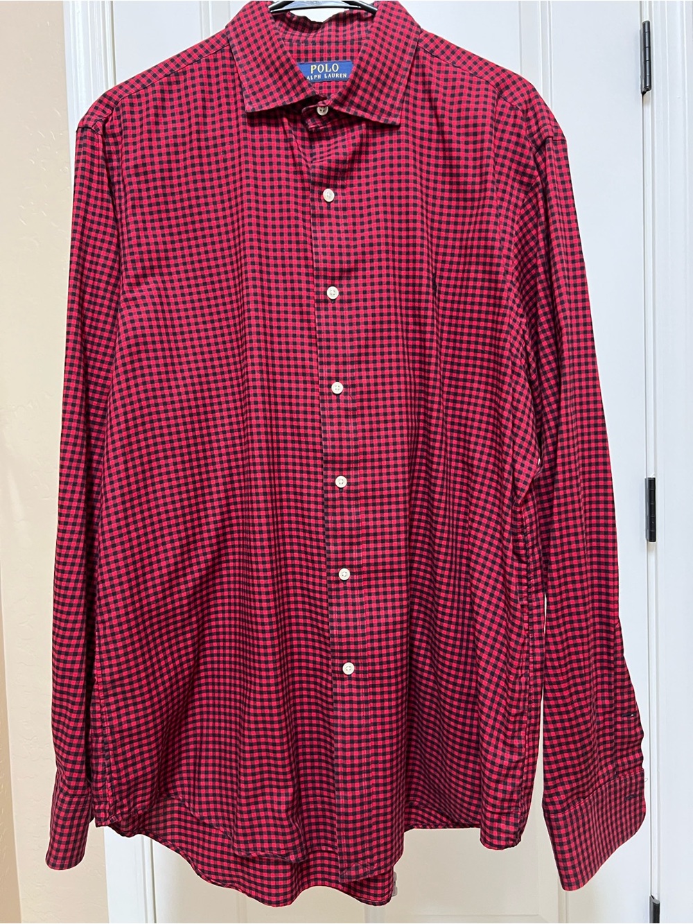 Polo by Ralph Lauren Red and Black Check Button-Down Light Flannel Shirt